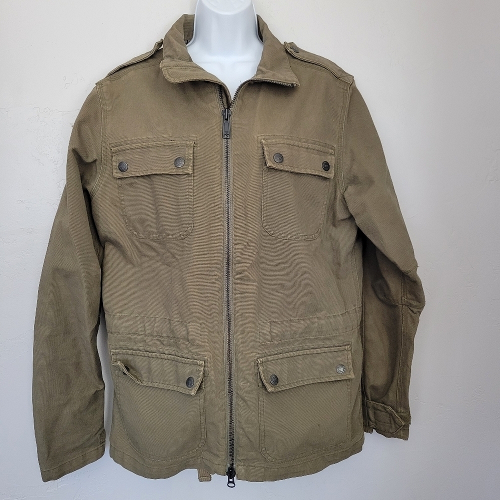 Carhartt Women's Medium Olive Green Canvas Utility Military Jacket Coat Workwear